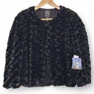 NWT Nightway Faux Fur Crop Vest and Cape Coat Women's Plush Night Out Formal L